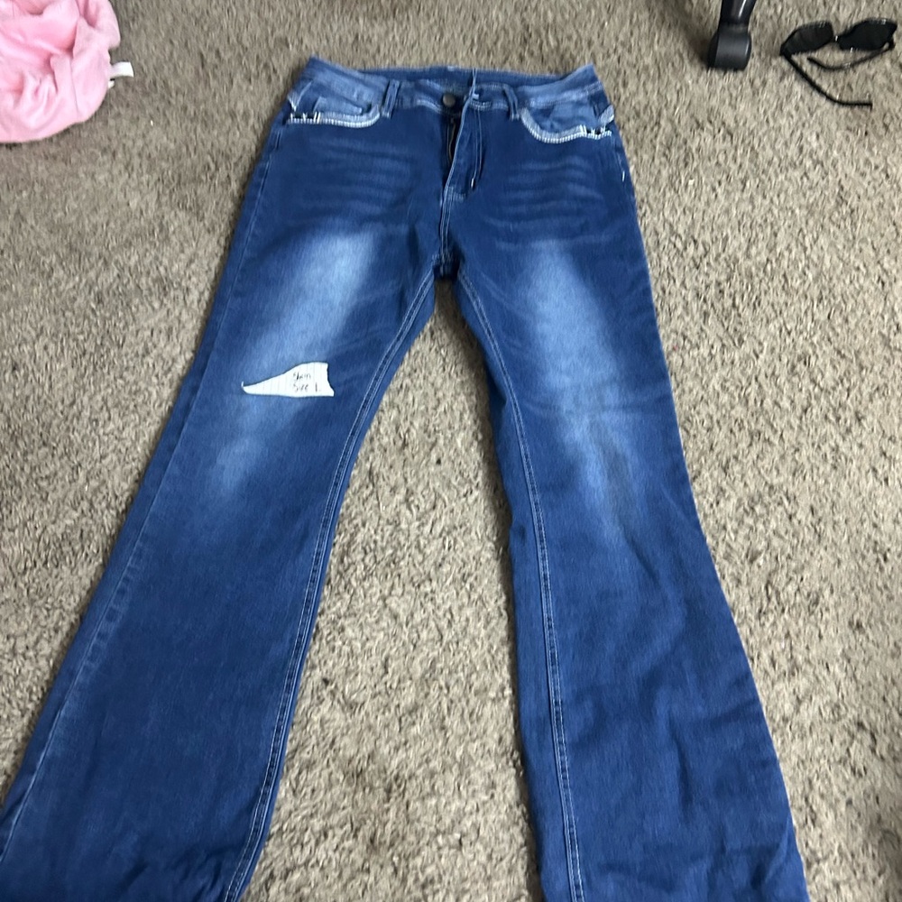 SHEIN Dark Blue Flare Jeans